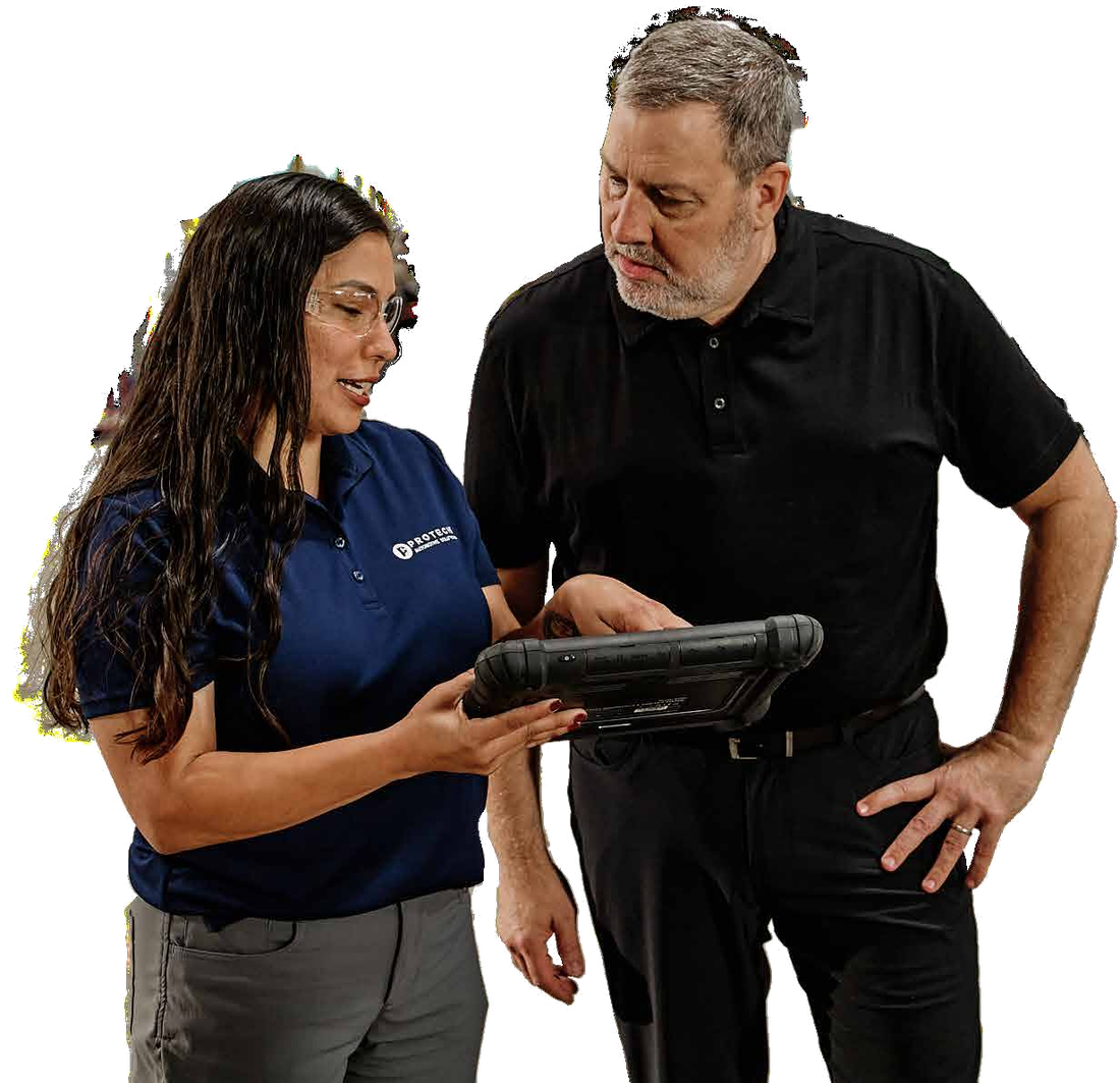 Protech teammates reviewing ADAS workflow details
